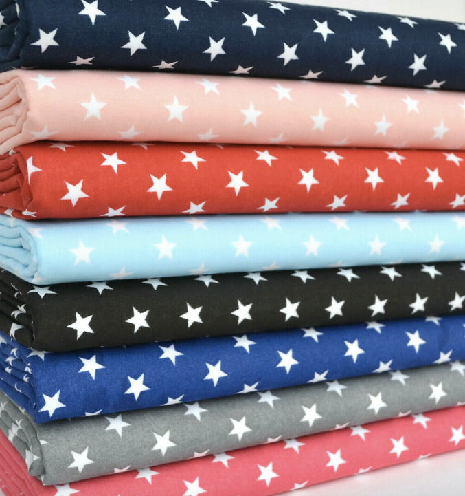 Stars Fabrics Polycotton, Per 1/2 Metre 112cm Wide 8 Colours