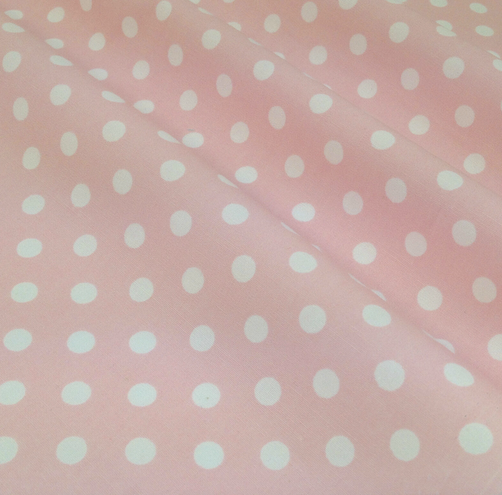 Baby Pink White Spot 100% cotton poplin fabric