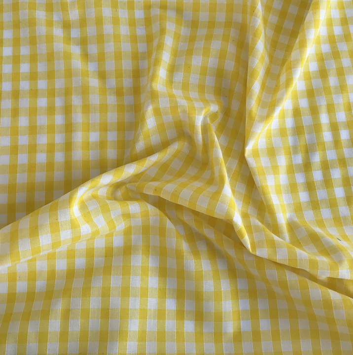 Yellow gingham fabric