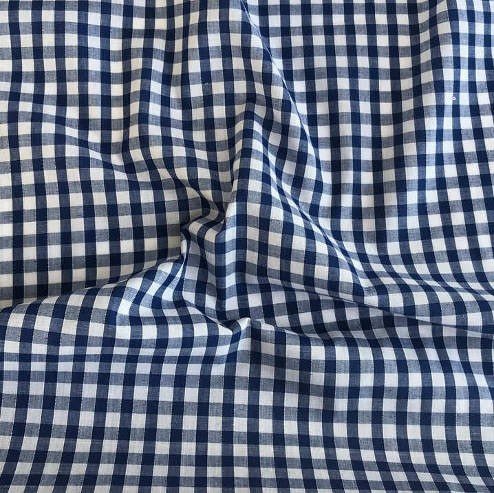 Navy Blue gingham fabric