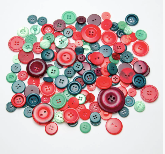 Mixed bag of Christmas Coloured Buttons - Approx 50g