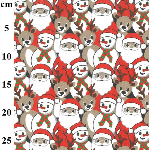 Santa & Friends 100% Cotton fabric, 58 inches wide, sold per half metre