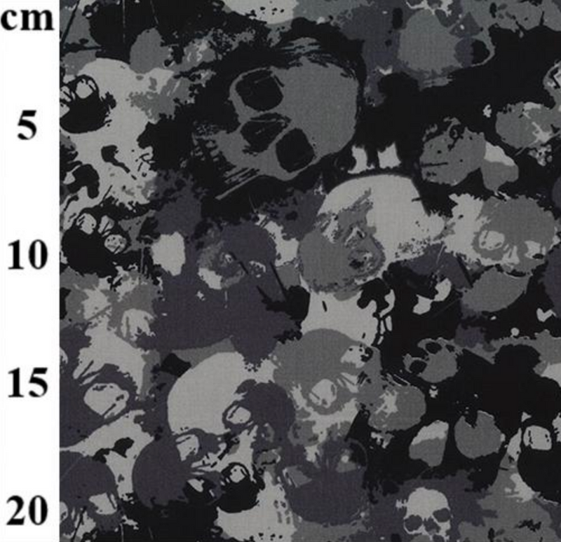 Grey Camouflage Skulls Fabric 100% Cotton Sold Per 1/2 Metre 112cm Wide by Rose & Hubble