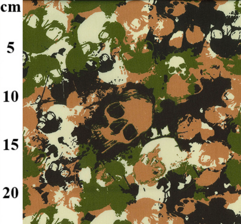 Green Camouflage Skulls Fabric 100% Cotton Sold Per 1/2 Metre 112cm Wide by Rose & Hubble
