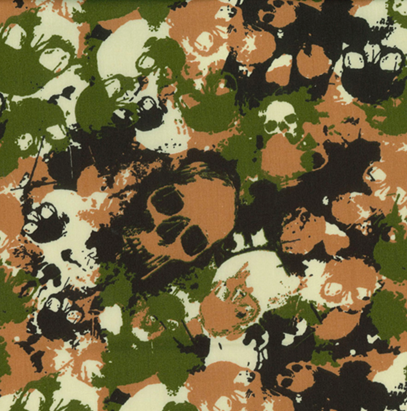 Green Camouflage Skulls Fabric 100% Cotton Sold Per 1/2 Metre 112cm Wide by Rose & Hubble