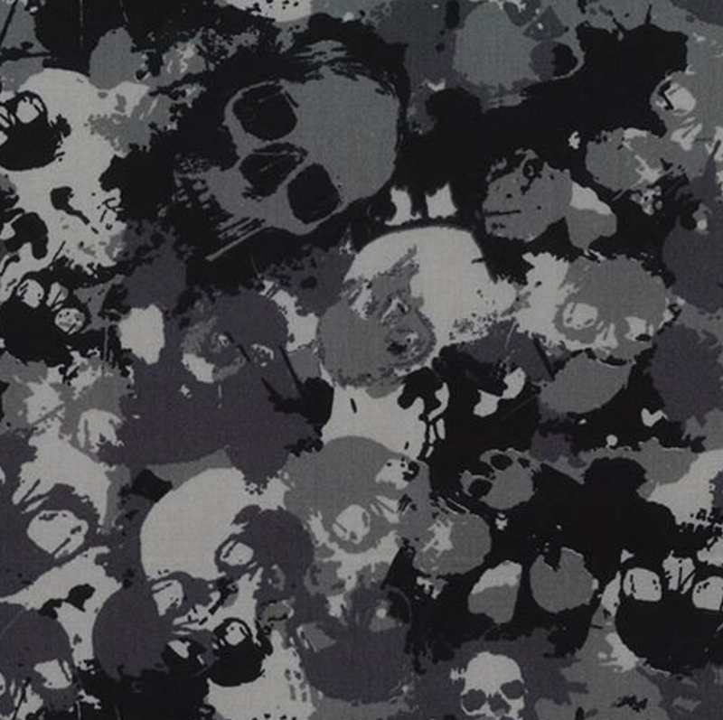 Grey Camouflage Skulls Fabric 100% Cotton Sold Per 1/2 Metre 112cm Wide by Rose & Hubble
