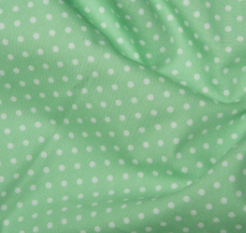Pistachio Polka Dot, 100% cotton fabric, available sold per half metre, 112cm wide