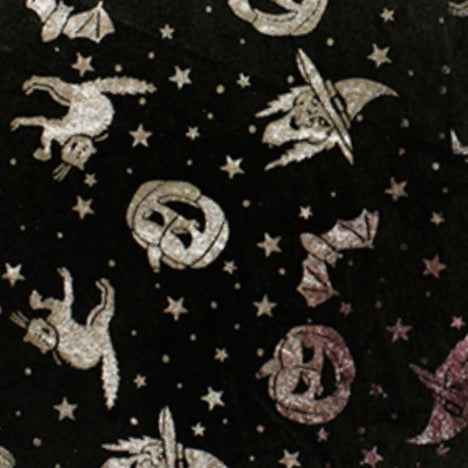 Halloween Witches & Cats Foil 100% Polyester 150cm Wide Sold Per Metre