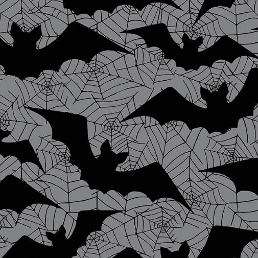 Halloween Bats Grey polycotton fabric, 112cm wide sold per half metre