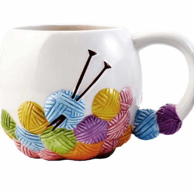 Knitting shaped handle mug - fun gift idea