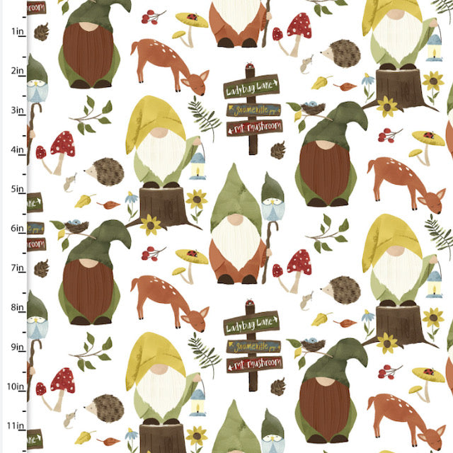 3 Wishes You Light My Way Gnome Gnomeville 100% Cotton sold Per 1/2 Metre, 112cm wide