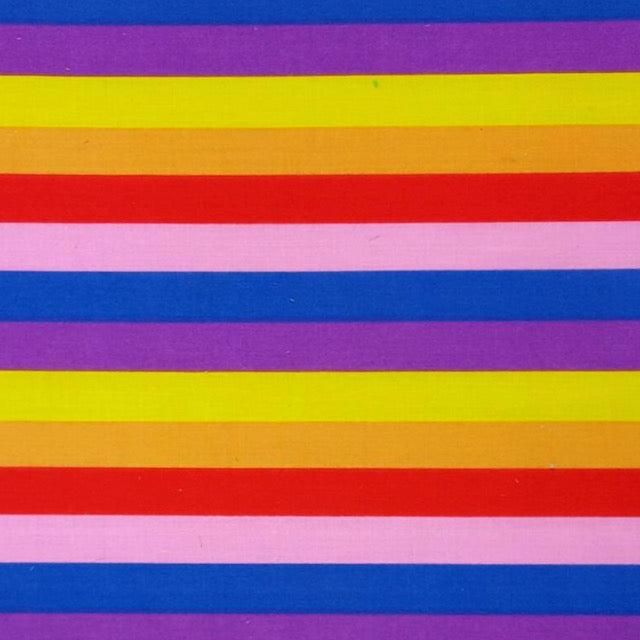 Rainbow Stripe, Poly-cotton Fabric by the Half Metre, 112cm wide, Purple, Blue Pink