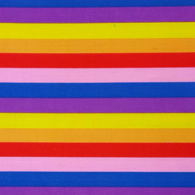 Rainbow Stripe, Poly-cotton Fabric by the Half Metre, 112cm wide, Purple, Blue Pink