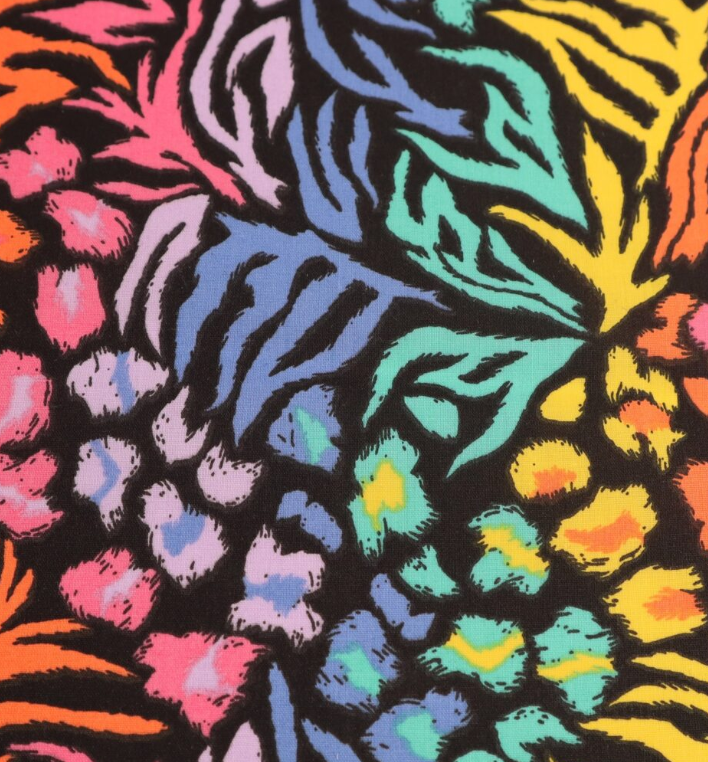 Amazon black & mutlicoloured Poly cotton fabric, sold per 1/2 metre, 112cm wide