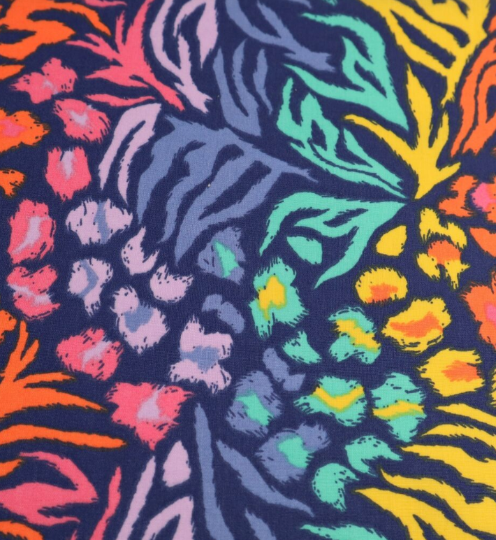 Amazon navy blue mutlicoloured Poly cotton fabric, sold per 1/2 metre, 112cm wide