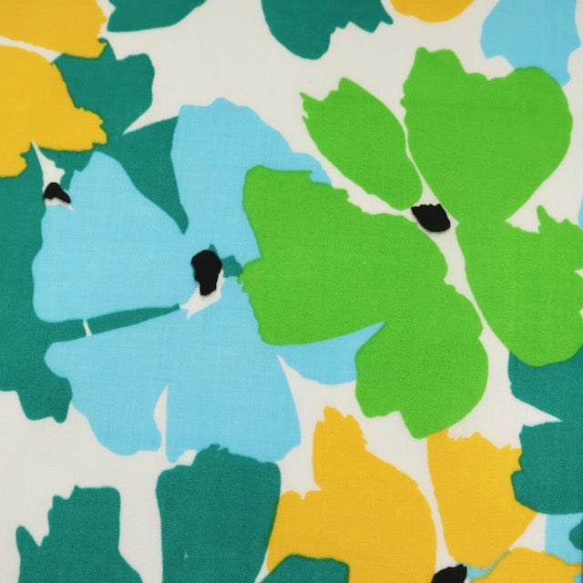 Big Flower Blue/Green Poly cotton fabric, sold per 1/2 metre, 112cm wide