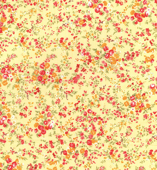 April Flowers, Lemon floral 100% cotton poplin fabric, sold per 1/2 metre, 112cm wide