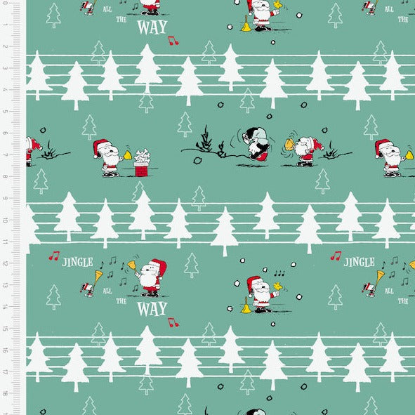 Snoopy Jingle all the way  Christmas 100% Cotton fabric, sold per half metre, 112cm wide