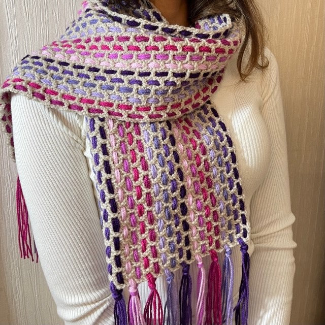 Andrea's Autumnal KNITTED Scarf Kit including free PDF Pattern - SWEETPEA COLOURWAY