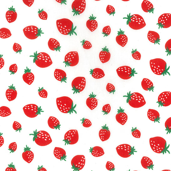 Ivory Strawberry Polycotton