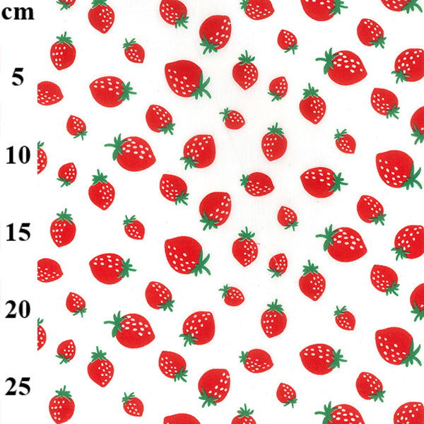 Ivory & red strawberry  Polycotton Fabric Per 1/2 Metre 112cm Wide