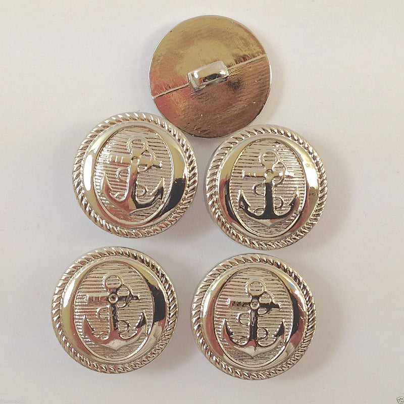 Anchor / sailor, military nautical button - silver