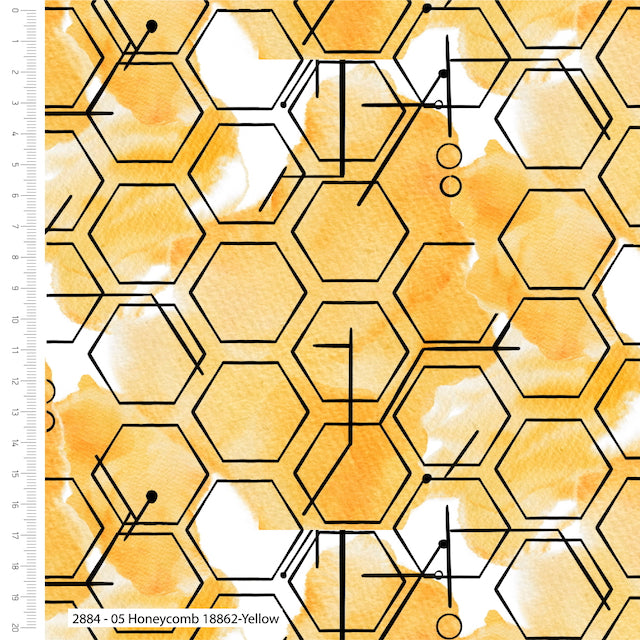 Beetanical yellow honeycomb 100% cotton fabric, sold per half metre, width 112cm