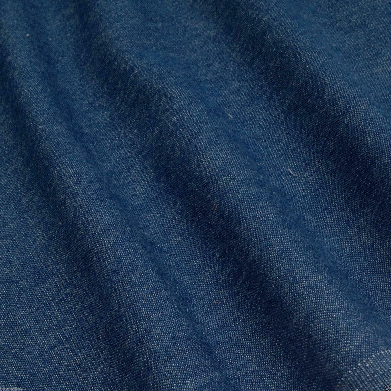 8oz Dark Blue Washed Denim Fabric 100% Cotton 147cm Wide Per 1/2 Metre