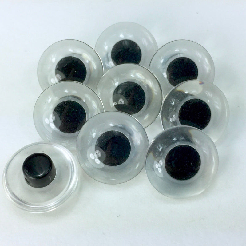 Sew On Animal Eyes Button - Clear With Black Centre
