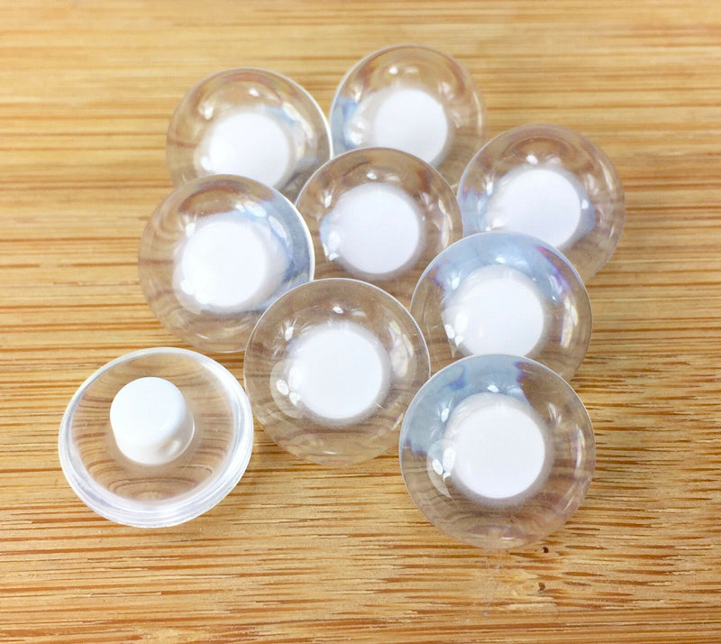 Sew On Animal Eyes Button - Clear With White Centre