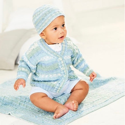 Stylecraft Cardigan, Hat and Blanket, Birth- 5 years in Bambino DK - Pattern 9845