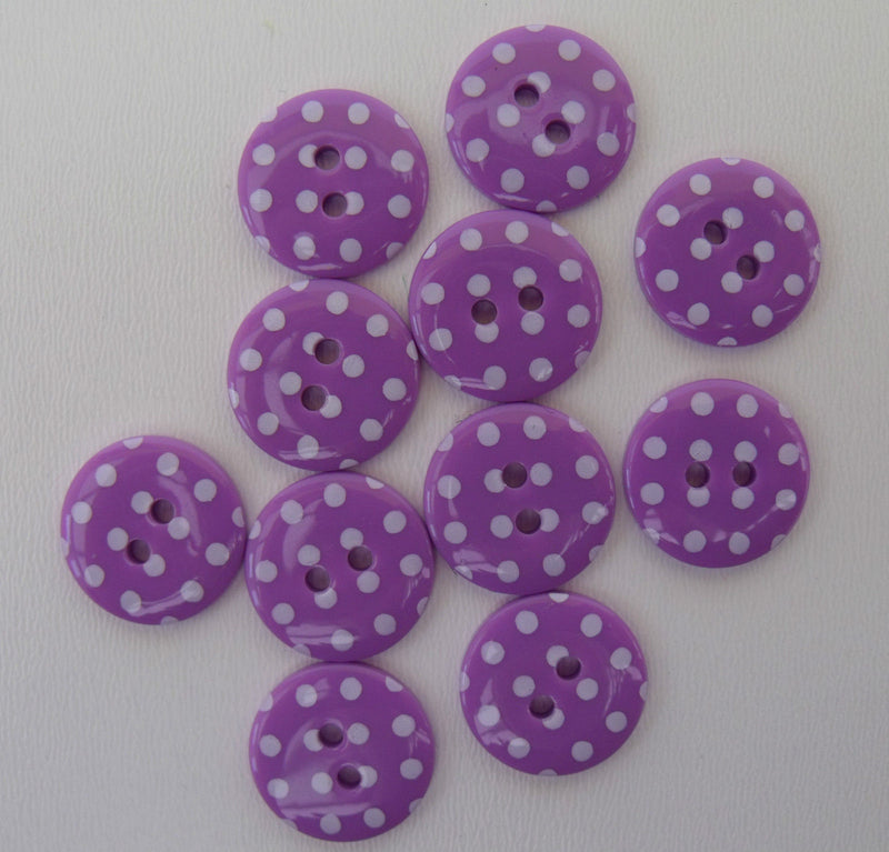 Spotty Round Button 15 mm  - Purple