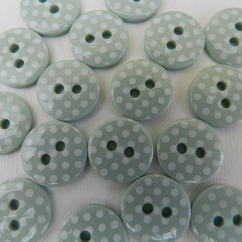 Spotty Round Button 15 mm  - Sage
