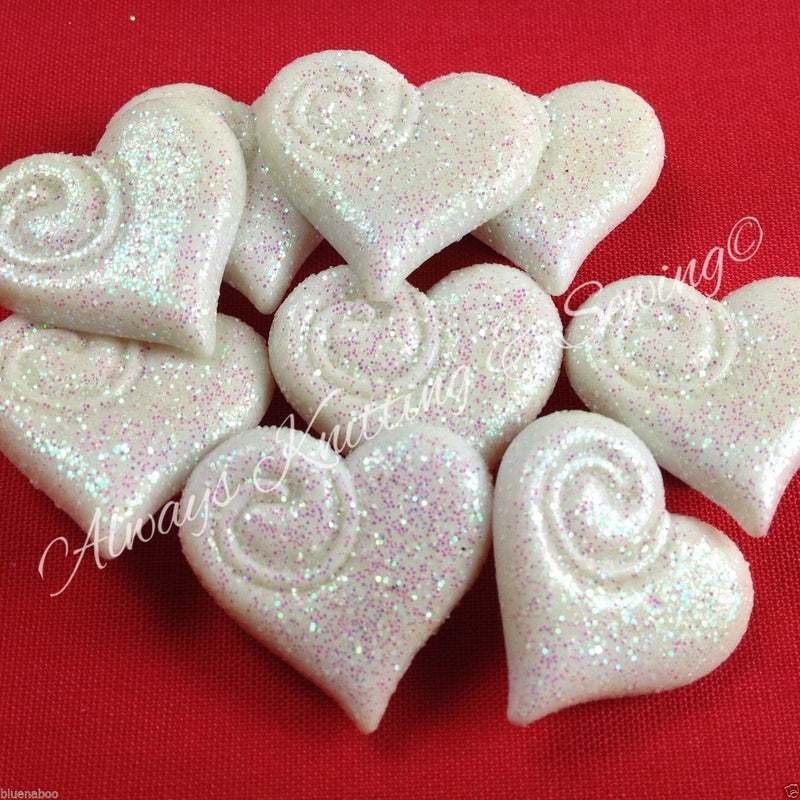 White Frosted Love Heart Buttons 20mm widest point - Sold Individually