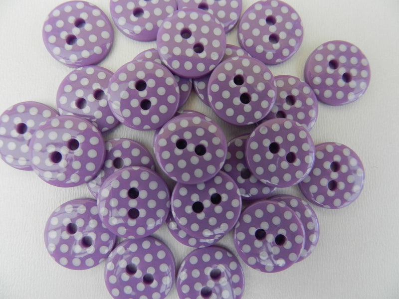 Spotty Round Button 12mm - Purple