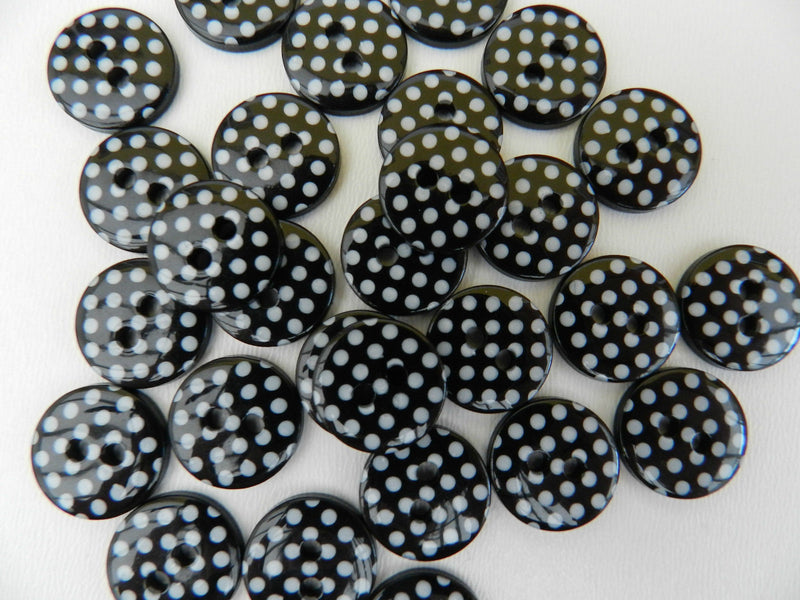 Spotty Round Button 12mm - Black