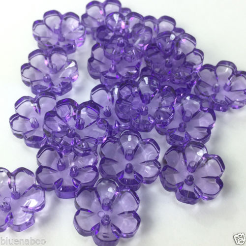 Clear Flower Shaped Button - PURPLE no. 21