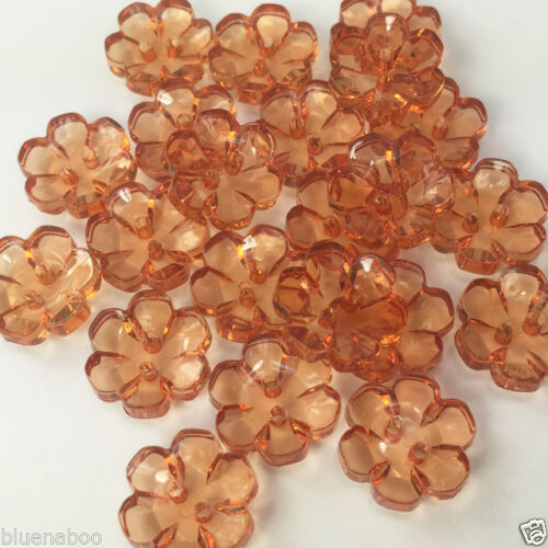 Clear Flower Shaped Button - ORANGE no 58