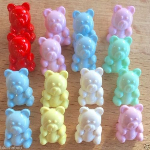Tiny Teddy Bear Buttons.  Size 15mm x 10mm.  Choice of Colours - Sold Individually