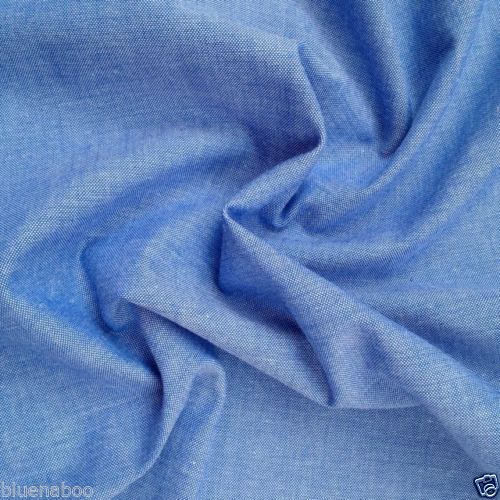 100% Cotton Chambray Fabric, Blue, 147cm wide, sold per half metre