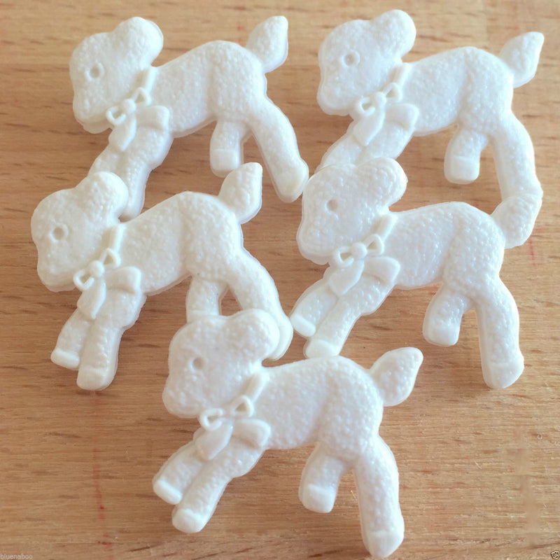 Cute Easter Spring Lamb Button - White