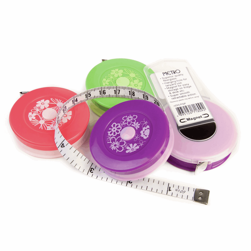 Retractable Tape Measure.  Floral Designs- 150cm / 60 inches