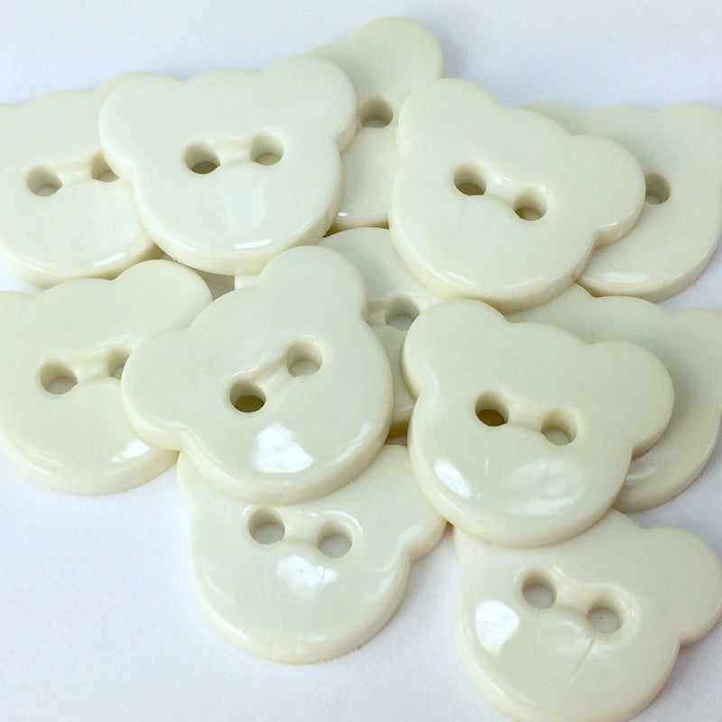Teddy Bear Buttons Size 16mm - Ivory