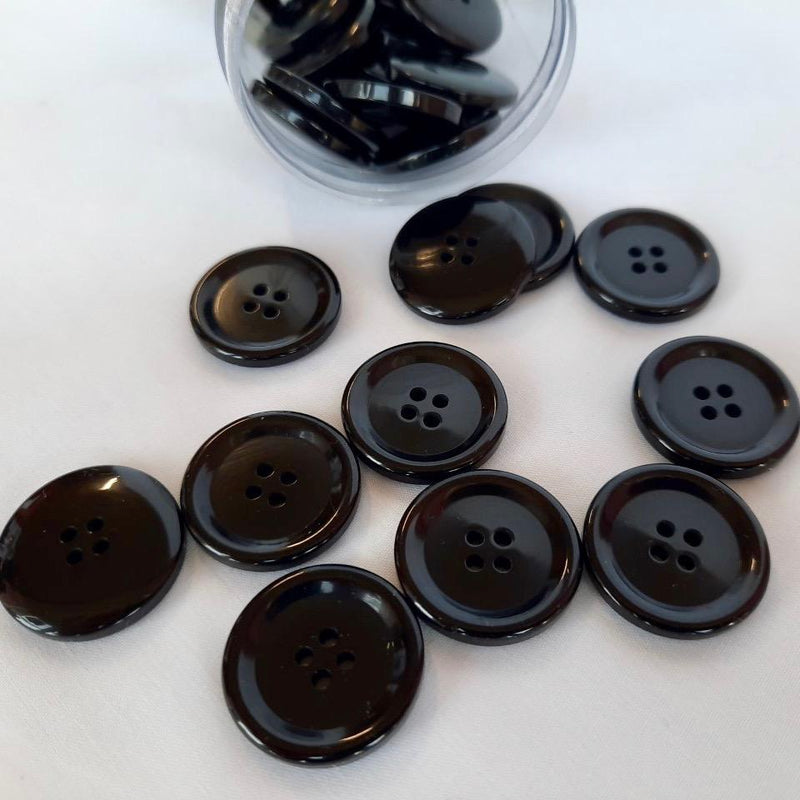 Classic Black Coat Button Size 19mm - Sold Individually