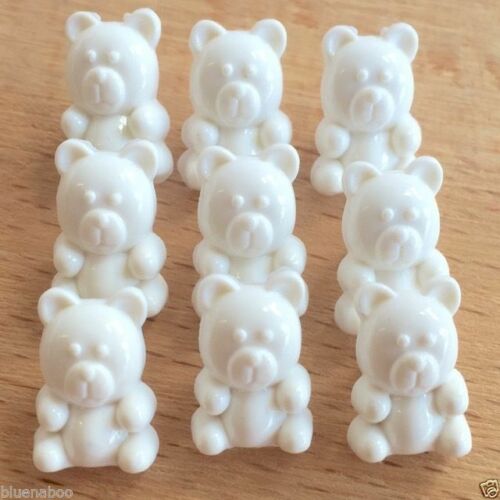 Tiny Teddy Bear Buttons.  Size 15mm x 10mm - white no 1