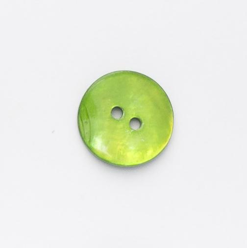 Round natural akoya shell buttons  15 mm  - Lime Green M121