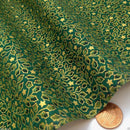 Green & gold tiny holly Christmas cotton fabric