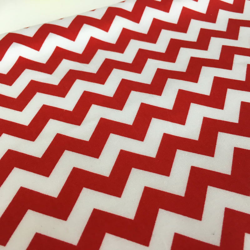 Red Zig Zag 100% Cotton Poplin Fabric 112cm Wide Sold Per Half Metre